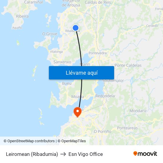 Leiromean (Ribadumia) to Esn Vigo Office map