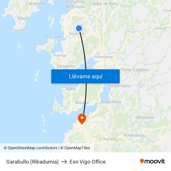 Garabullo (Ribadumia) to Esn Vigo Office map