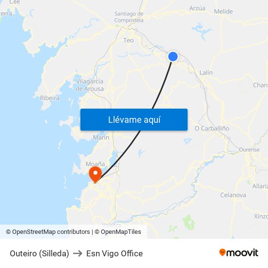 Outeiro (Silleda) to Esn Vigo Office map