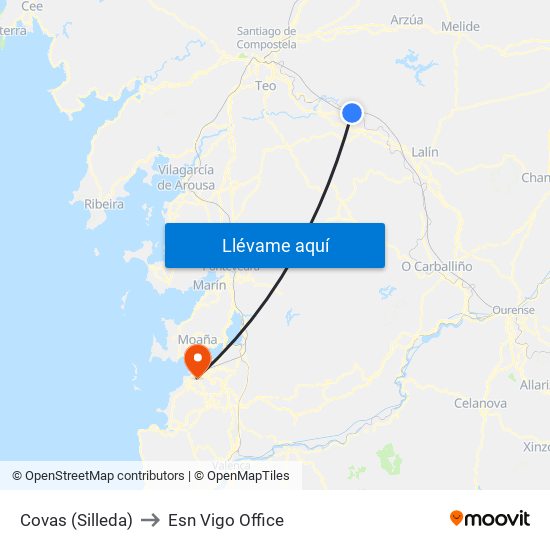 Covas (Silleda) to Esn Vigo Office map