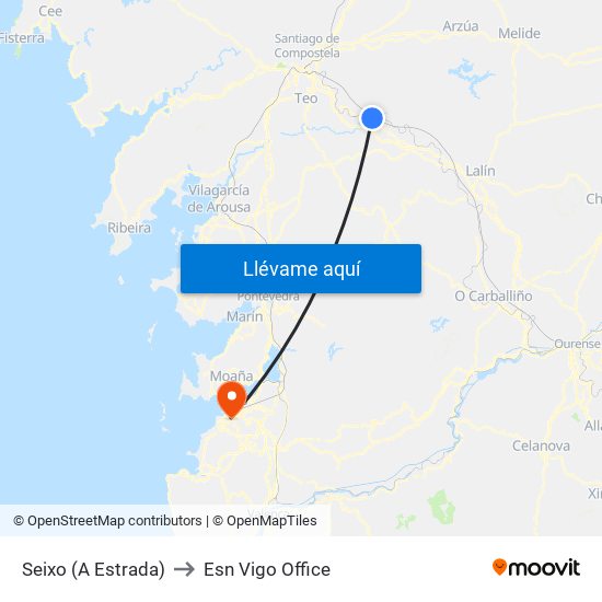 Seixo (A Estrada) to Esn Vigo Office map