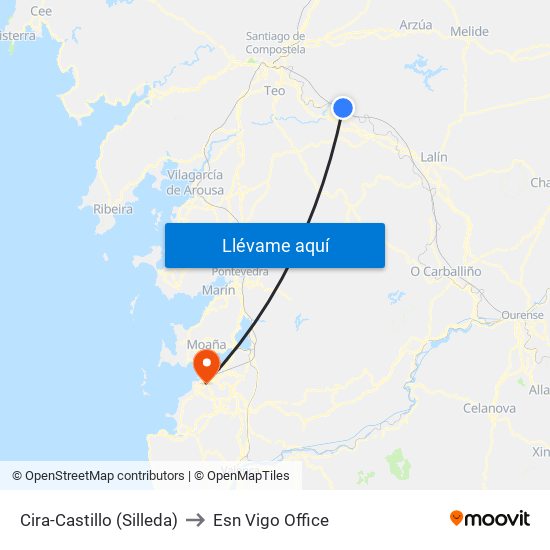 Cira-Castillo (Silleda) to Esn Vigo Office map