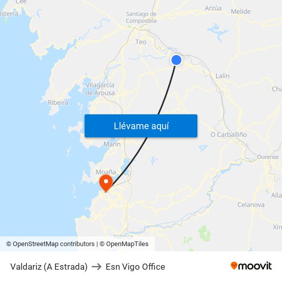 Valdariz (A Estrada) to Esn Vigo Office map