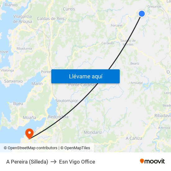 A Pereira (Silleda) to Esn Vigo Office map