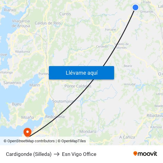 Cardigonde (Silleda) to Esn Vigo Office map