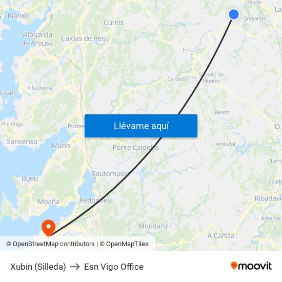 Xubín (Silleda) to Esn Vigo Office map