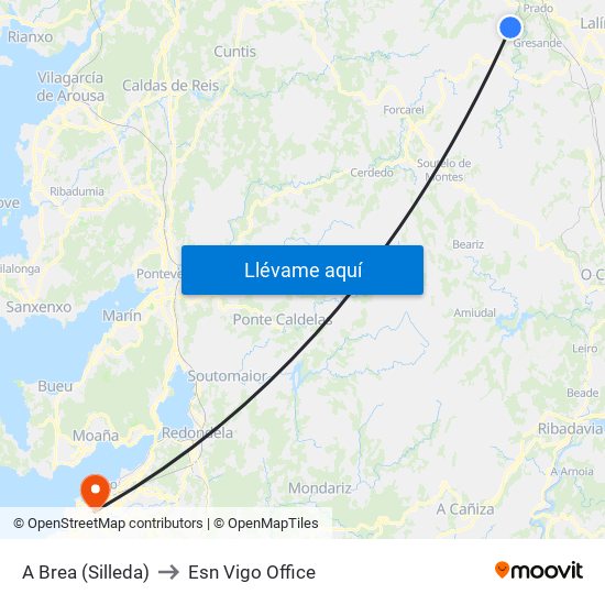 A Brea (Silleda) to Esn Vigo Office map