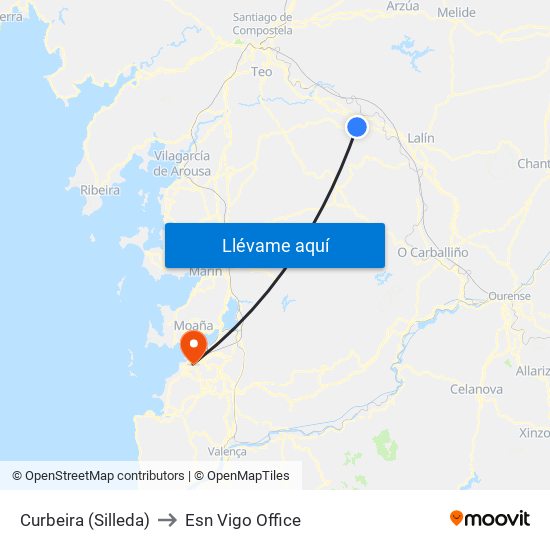 Curbeira (Silleda) to Esn Vigo Office map