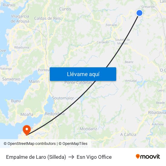 Empalme de Laro (Silleda) to Esn Vigo Office map