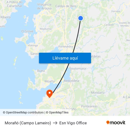 Morañó (Campo Lameiro) to Esn Vigo Office map