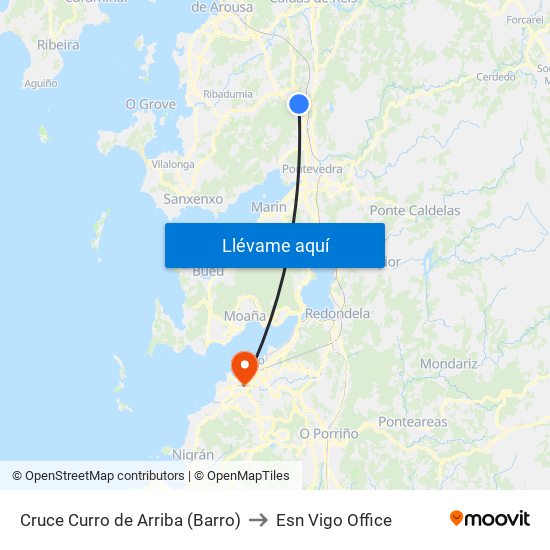 Cruce Curro de Arriba (Barro) to Esn Vigo Office map