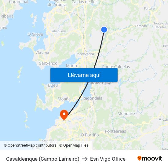 Casaldeirique (Campo Lameiro) to Esn Vigo Office map