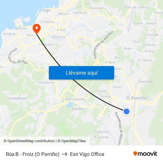 Rúa B - Froiz (O Porriño) to Esn Vigo Office map