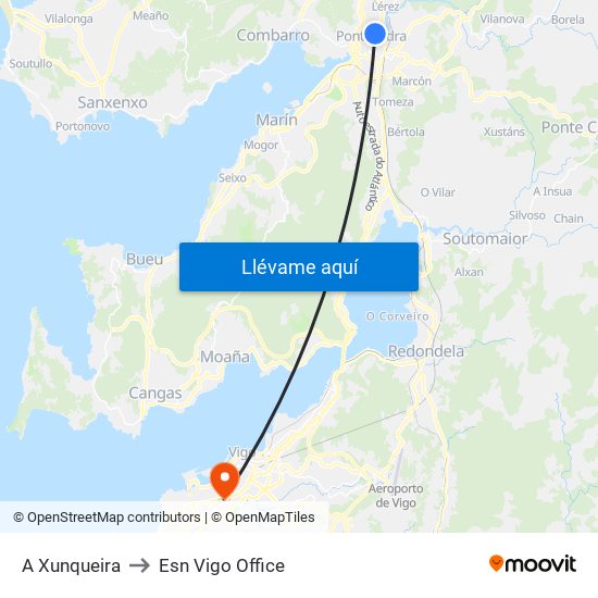 A Xunqueira to Esn Vigo Office map