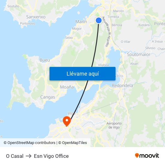 O Casal to Esn Vigo Office map