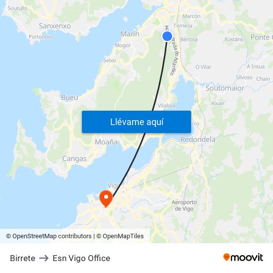 Birrete to Esn Vigo Office map