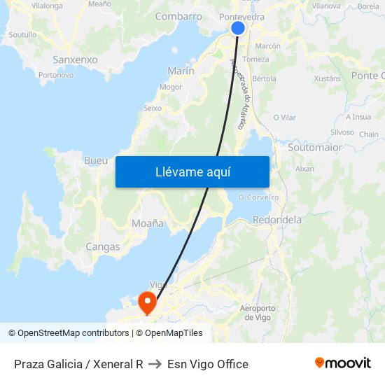 Praza Galicia / Xeneral R to Esn Vigo Office map