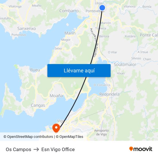 Os Campos to Esn Vigo Office map