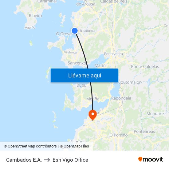 Cambados E.A. to Esn Vigo Office map