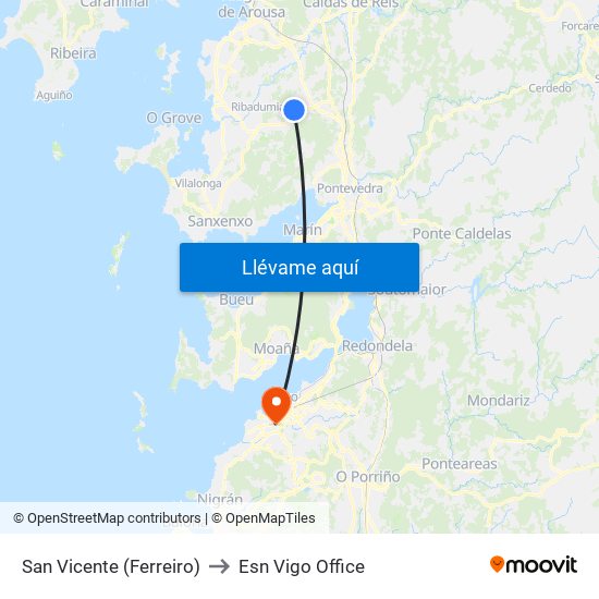 San Vicente (Ferreiro) to Esn Vigo Office map