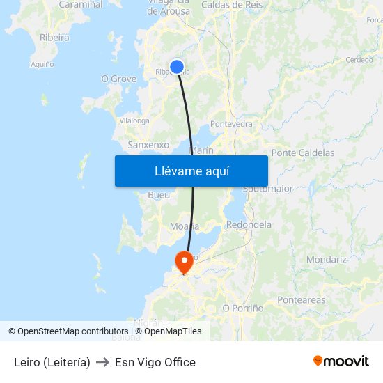 Leiro (Leitería) to Esn Vigo Office map