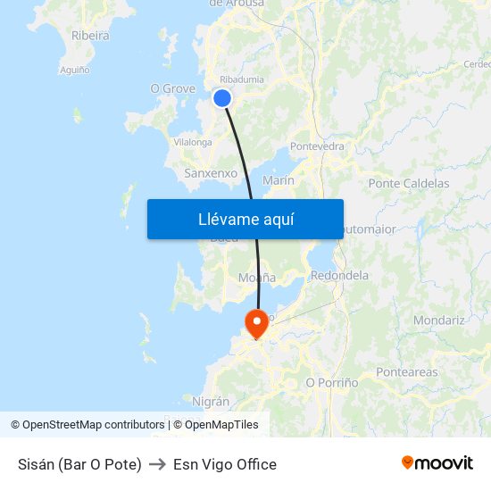 Sisán (Bar O Pote) to Esn Vigo Office map