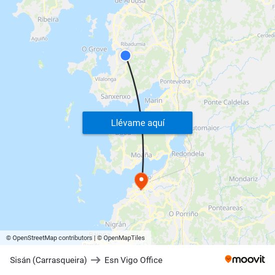Sisán (Carrasqueira) to Esn Vigo Office map