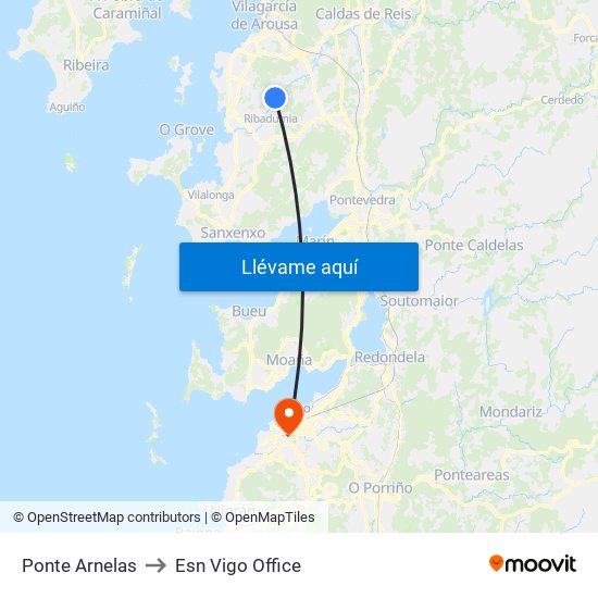 Ponte Arnelas to Esn Vigo Office map