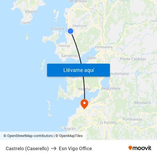 Castrelo (Caserello) to Esn Vigo Office map