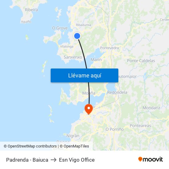 Padrenda to Esn Vigo Office map