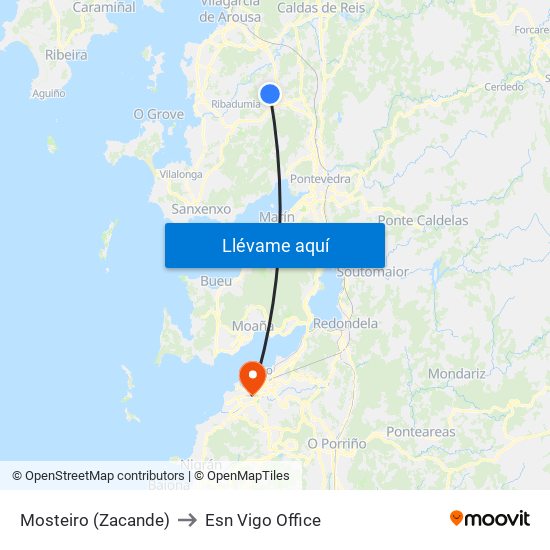 Mosteiro (Zacande) to Esn Vigo Office map