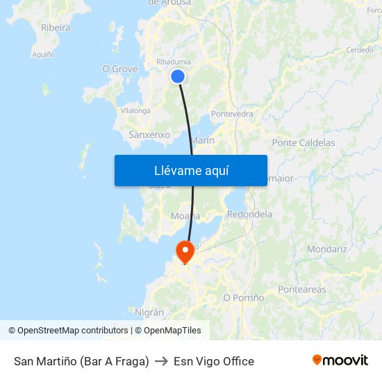 San Martiño (Bar A Fraga) to Esn Vigo Office map