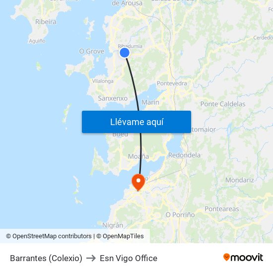 Barrantes (Colexio) to Esn Vigo Office map