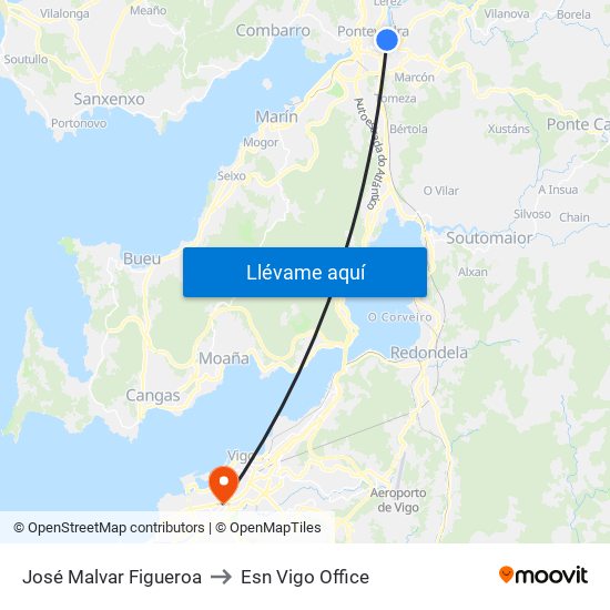 José Malvar Figueroa to Esn Vigo Office map