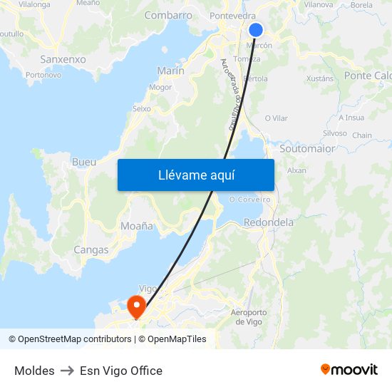 Moldes to Esn Vigo Office map