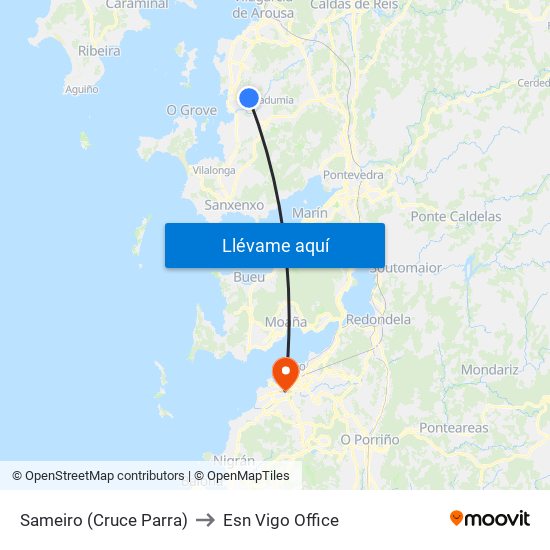 Sameiro (Cruce Parra) to Esn Vigo Office map