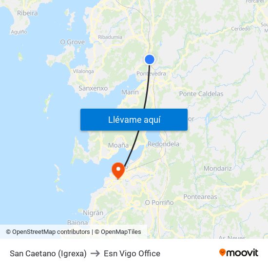 San Caetano (Igrexa) to Esn Vigo Office map