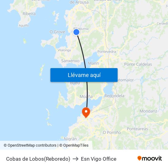 Cobas de Lobos(Reboredo) to Esn Vigo Office map