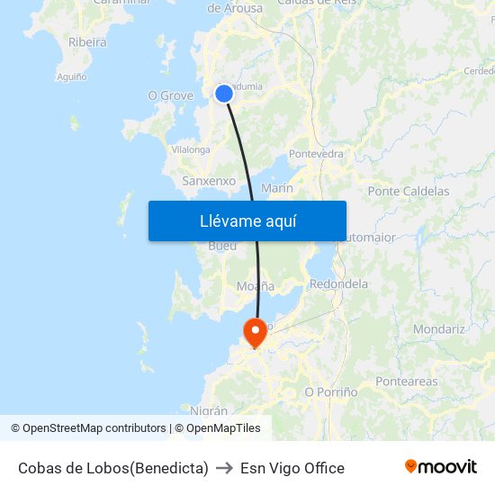 Cobas de Lobos(Benedicta) to Esn Vigo Office map