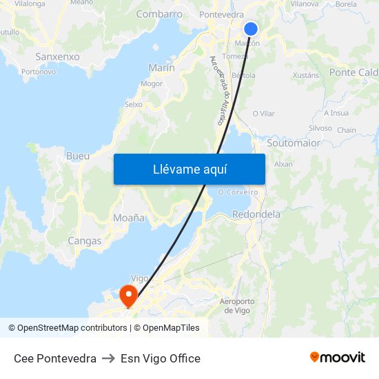 Cee Pontevedra to Esn Vigo Office map