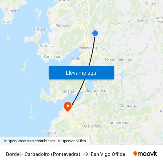 Bordel - Carbadoiro (Pontevedra) to Esn Vigo Office map