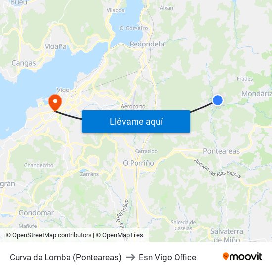 Curva da Lomba (Ponteareas) to Esn Vigo Office map