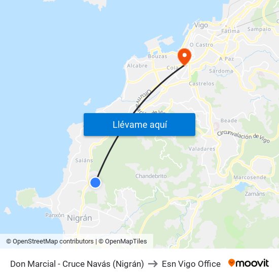 Don Marcial - Cruce Navás (Nigrán) to Esn Vigo Office map