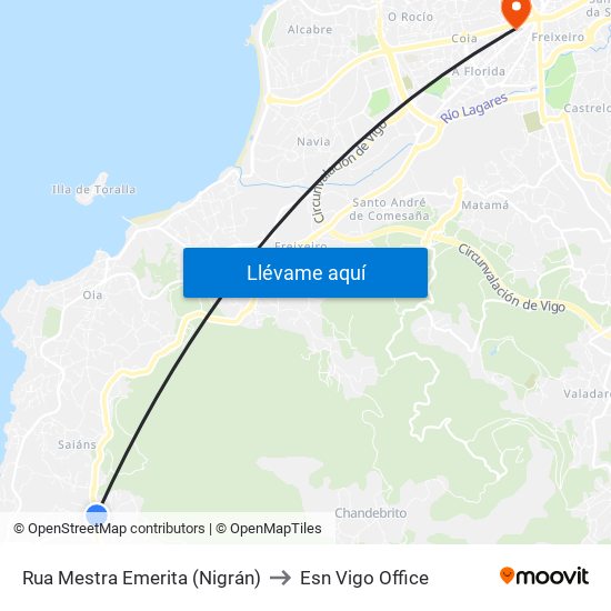 Rua Mestra Emerita (Nigrán) to Esn Vigo Office map