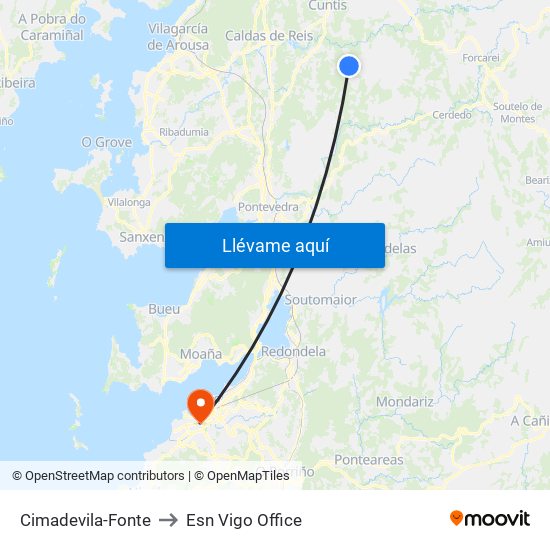 Cimadevila-Fonte to Esn Vigo Office map