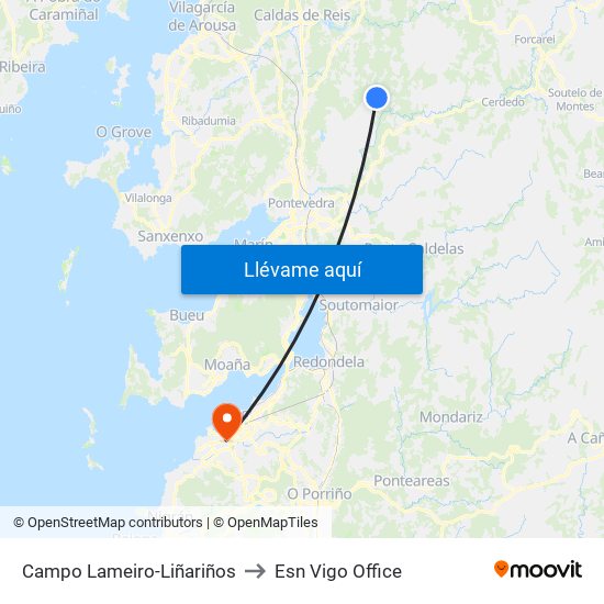 Campo Lameiro-Liñariños to Esn Vigo Office map