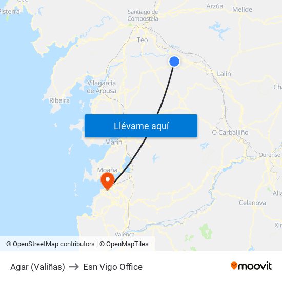 Agar (Valiñas) to Esn Vigo Office map