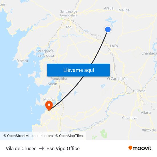 Vila de Cruces to Esn Vigo Office map