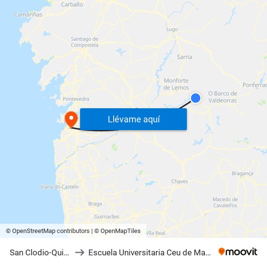 San Clodio-Quiroga to Escuela Universitaria Ceu de Magisterio map