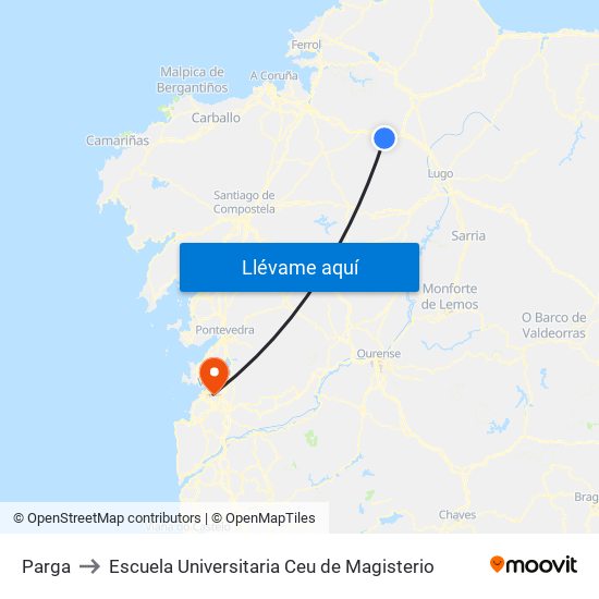 Parga to Escuela Universitaria Ceu de Magisterio map